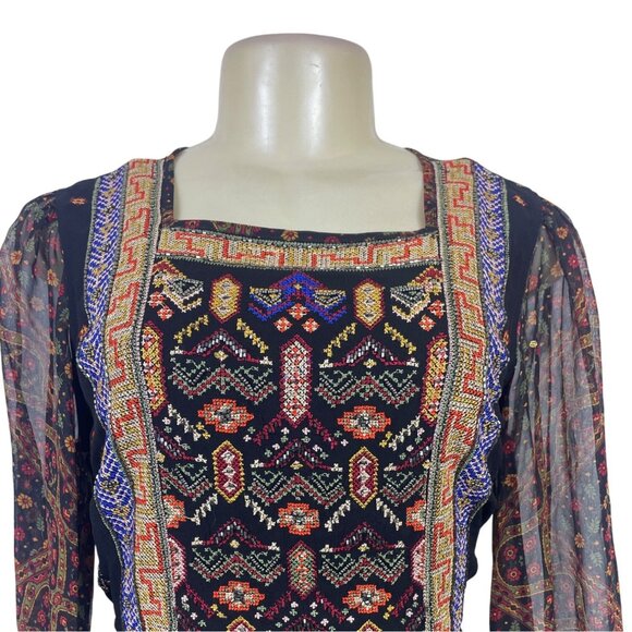 Akemi + Kin Women’s Black Sheer Mini Dress With Embroidery Sz S - New - Picture 6 of 11